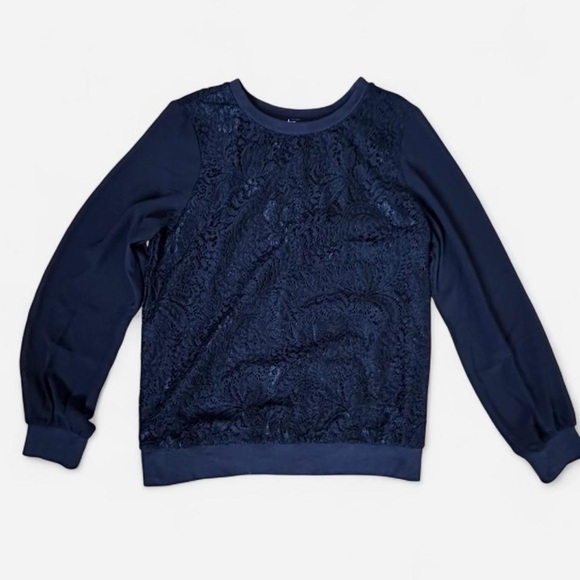 dennis by dennis basso Black Long Sheer Sleeve Lace Top - Picture 7 of 8